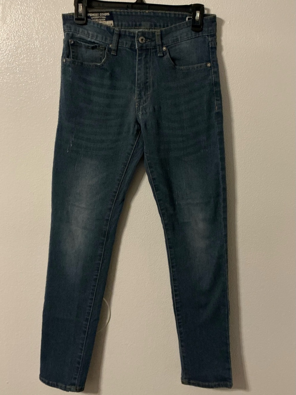 Men's Slim Straight Jeans in Dark Blue Denim